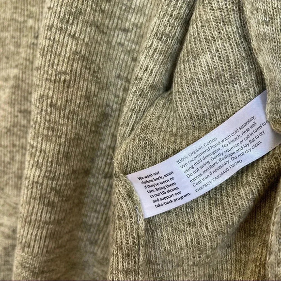 New Eileen Fisher Organic cotton Medley Olive green simple cardigan Medium - Picture 5 of 6